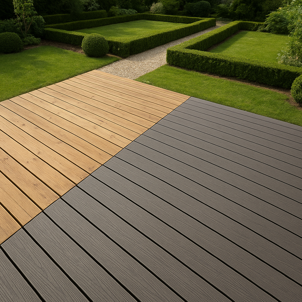Comparaison visuelle entre terrasse bois et terrasse composite