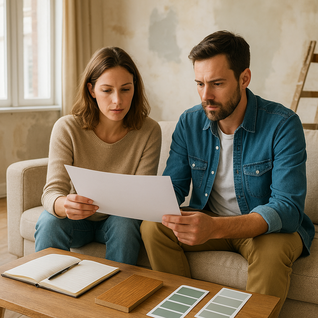Couple consultant un budget de rénovation maison en France