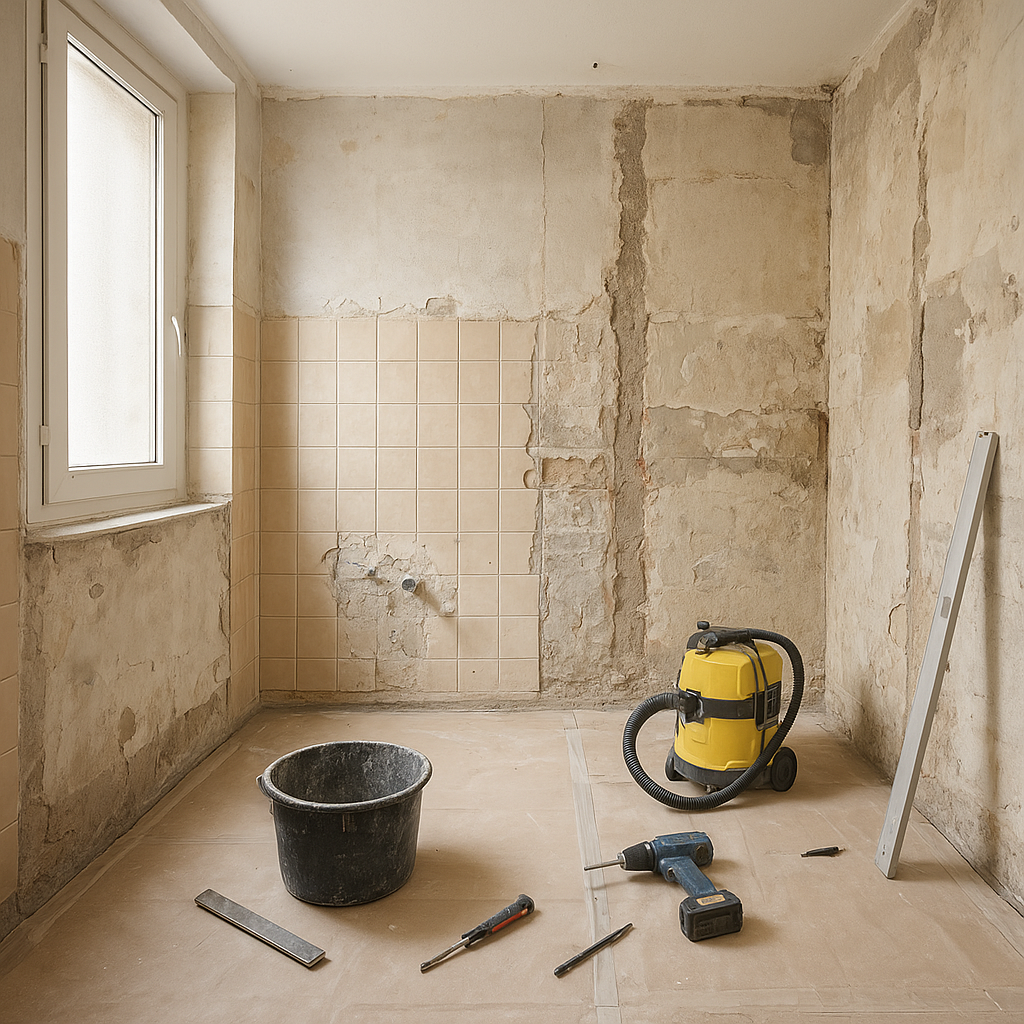 Dépose et préparation d’une salle de bains en rénovation