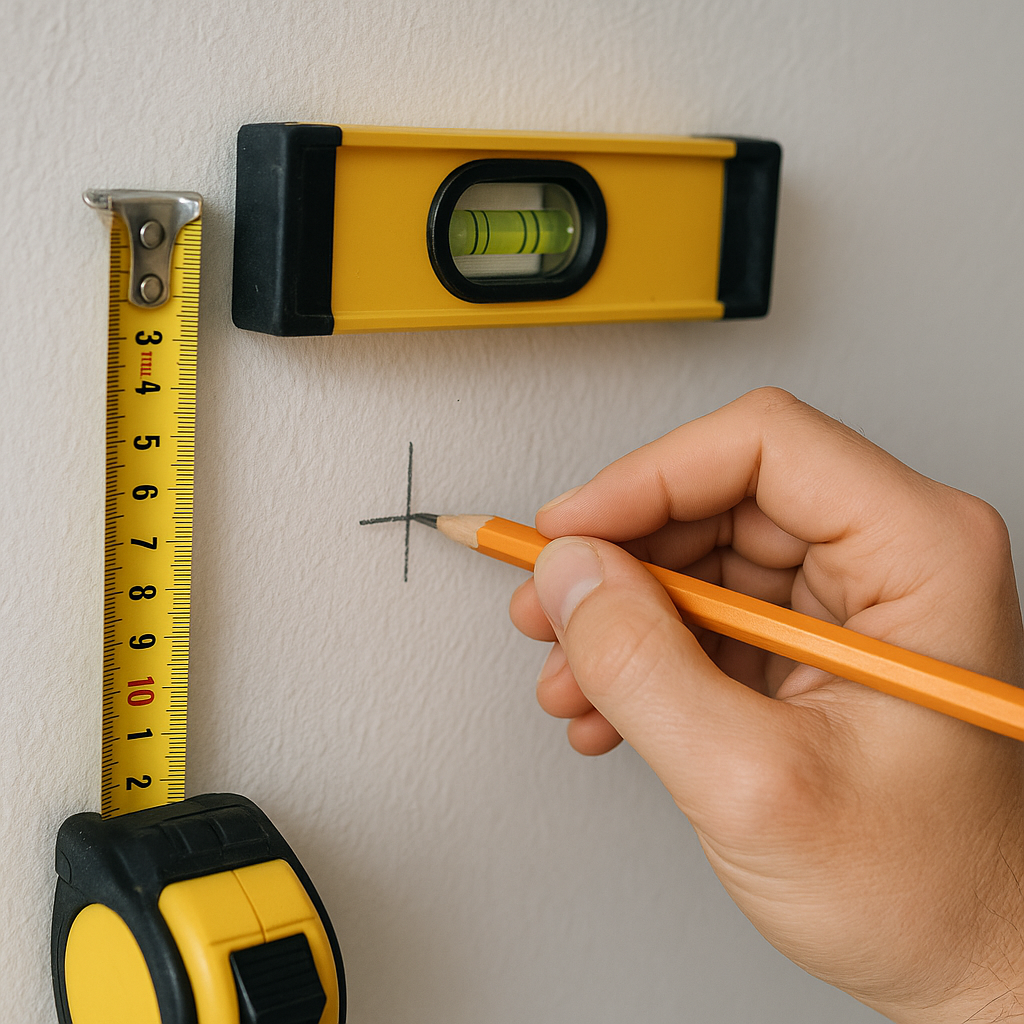 Repérage des points de fixation pour poser une étagère murale