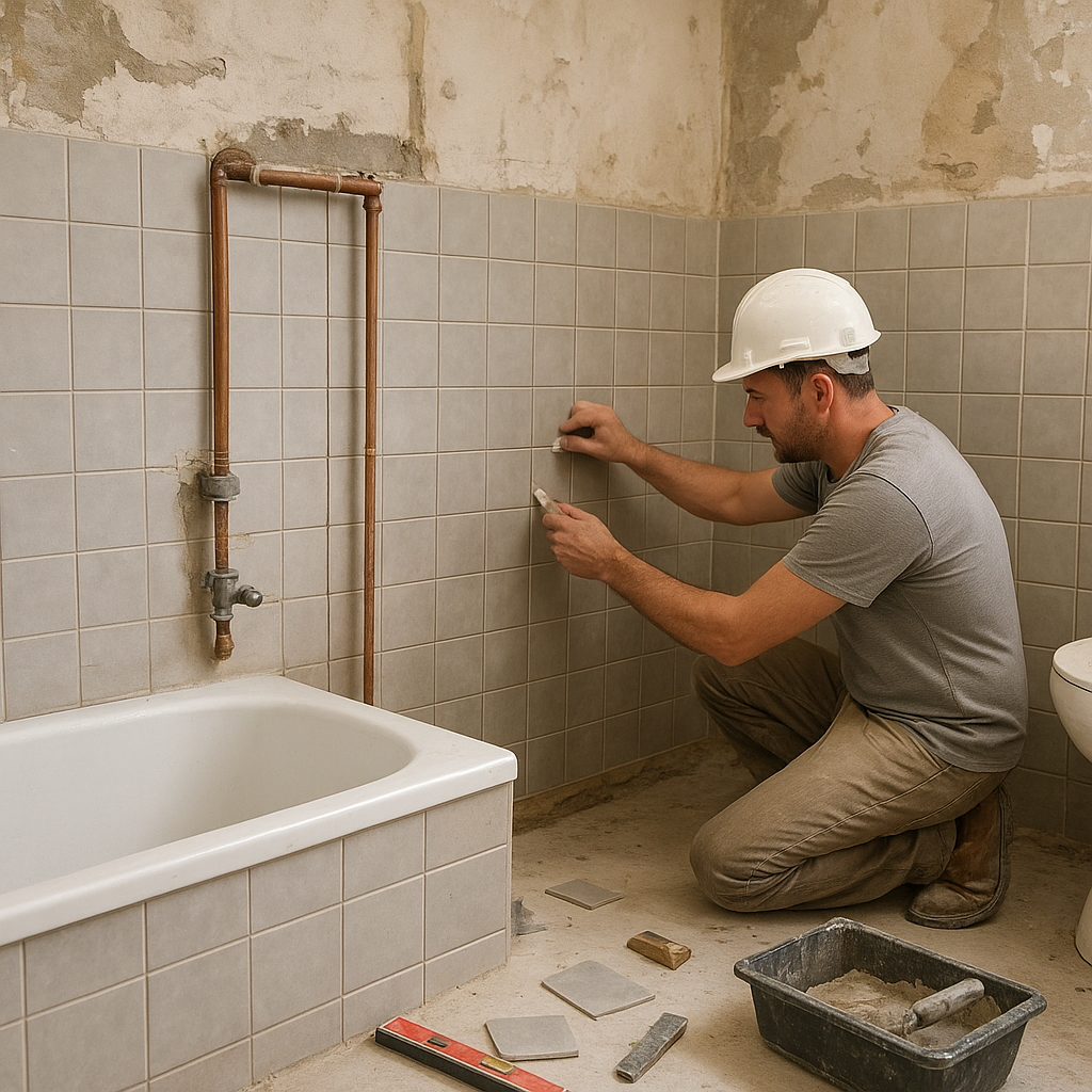 Salle de bains en rénovation avec budget de travaux à prévoir