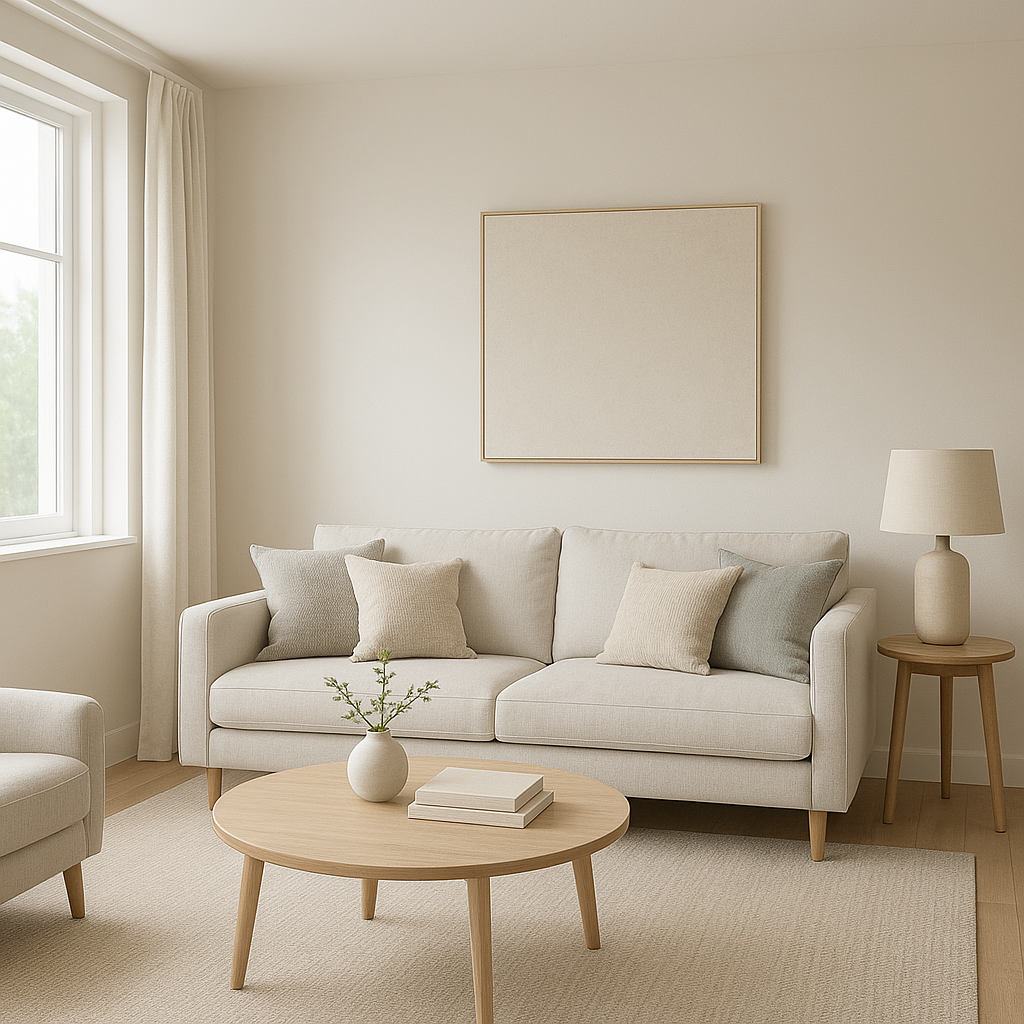 Salon lumineux et neutre pour valoriser une maison avant vente